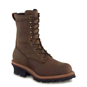 Red Wing LoggerMax 9-inch Safety Toe - Hnede Nepremokave Topanky Panske, RW134SK